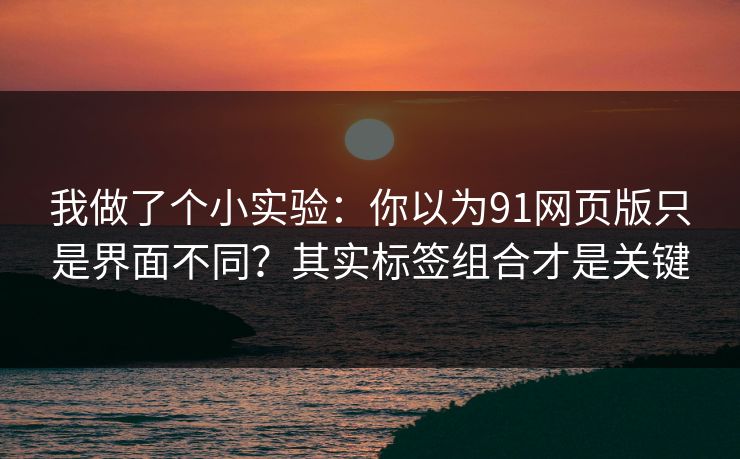 我做了个小实验:你以为91网页版只是界面不同?其实标签组合才是关键 我做了个小实验:你以为91网页版只是界面不同?其实标签组合才是关键